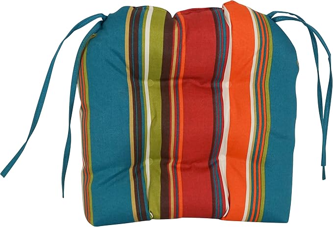 Blazing Needles Spun Polyester Patterned Outdoor U-Shaped Tufted Chair Cushions Set, Set of 4, 16", Westport Teal