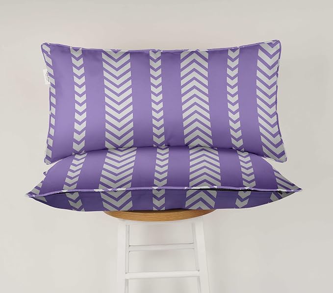 Indoor/Outdoor Polyester Fabric Lumbar Pillow Cover, All-Weather Waterproof Rectangular Cushion Case for Patio Furniture, 16 x 24 Set of 2 - Striped-48