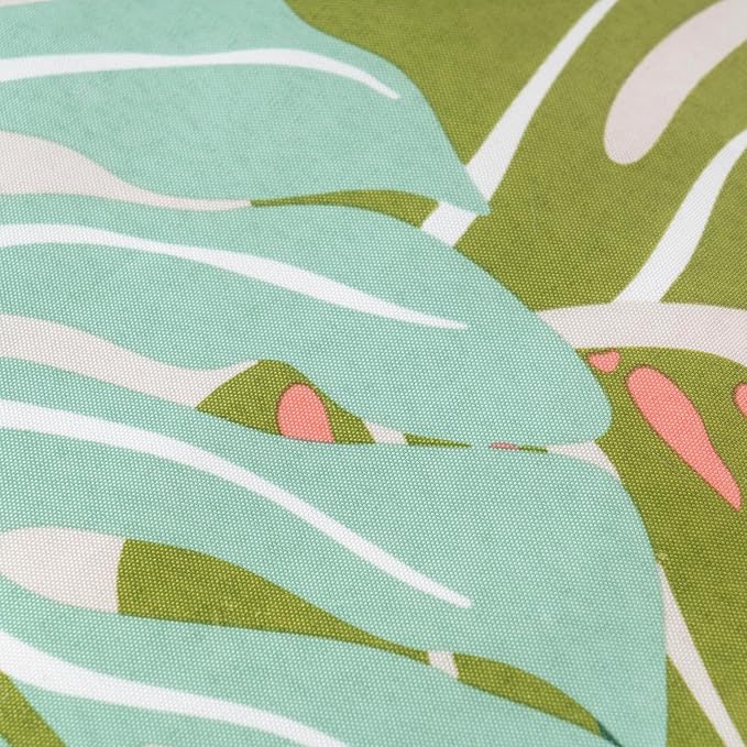 16 x 16 Inch Tropical Monstera Outdoor Pillow, Green Waterproof Patio Throw Cushion for Porch Furniture, Fade Resistant Square Decorative Pillow with Reversible Design