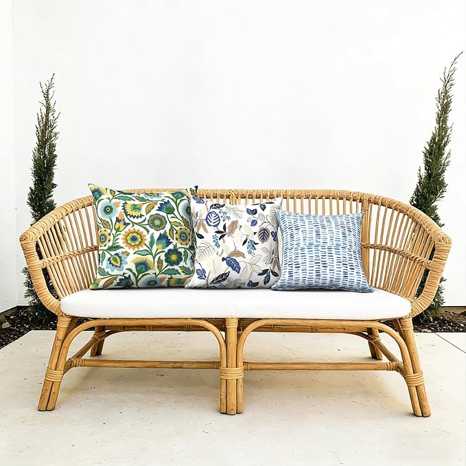 Outdoor Pillows with Insert 20x20 Inch, Waterproof Throw Pillow for Patio Furniture, Decorative Back Cushion for Garden Home Sofa Office Chair, Set of 2, Fiesta Floral