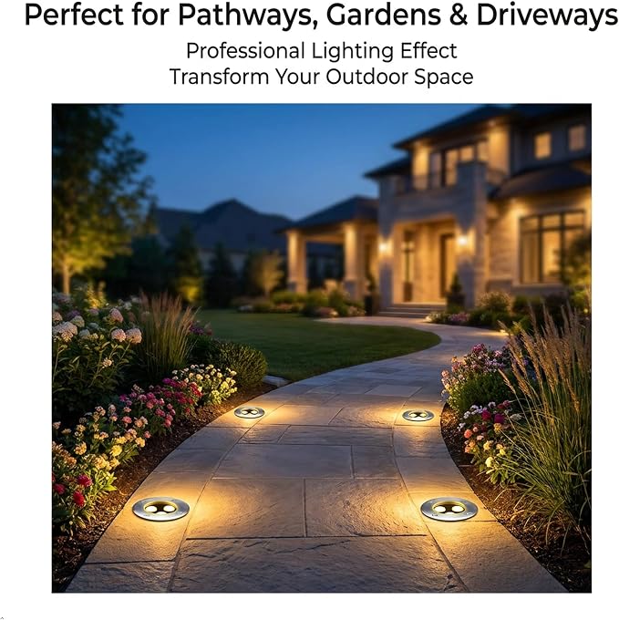 In Ground Well Light Landscape LED 3W, Direct 85-265V AC Transformer-Free Design, IP67 Waterproof Outdoor Pathway Lighting, 3000K Warm White for Garden Patio Deck Yard Walkway, Premium Quality