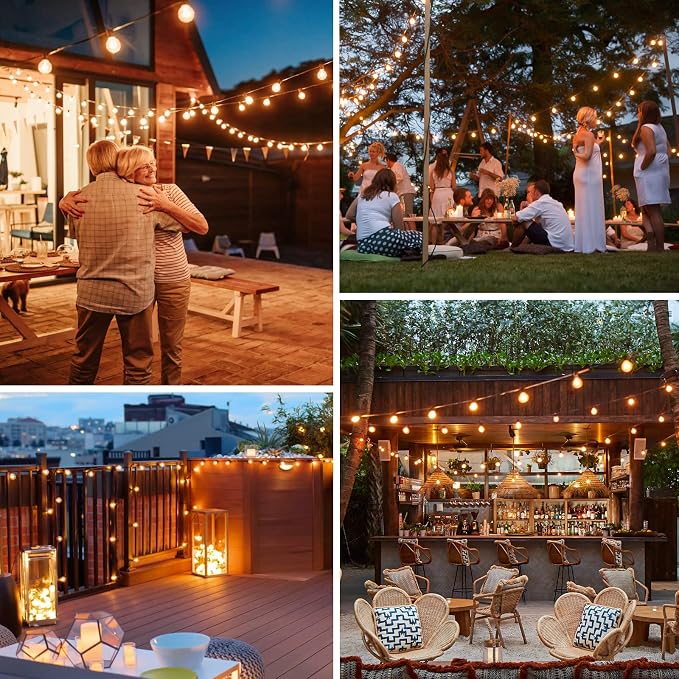 80FT Outdoor G40 LED Globe String Lights Dimmable Waterproof | Light Strings with 40 Shatterproof Bulbs Connectable Commercial Hanging Lights for Christmas Patio Backyard Balcony Party