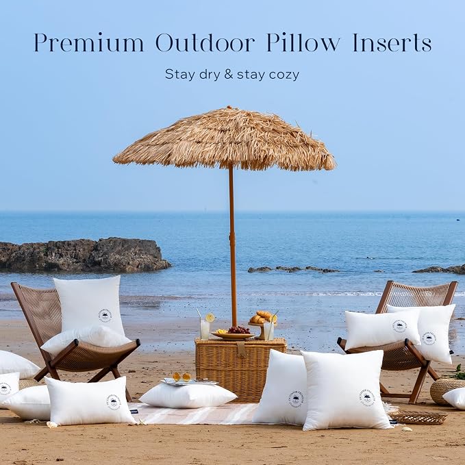 Phantoscope 12x20 Outdoor Pillow Inserts, Waterproof Lumbar Pillows 2-Pack | Water Resistant Outdoor Throw Pillow Inserts, Hypoallergenic Decorative Pillow Stuffers for Patio, Porch, Garden, Logo Design