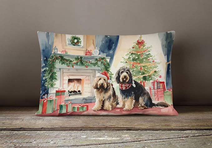 Caroline's Treasures DAC2719PW1216 Otterhound Cozy Christmas Throw Pillow Machine Washable, Indoor Outdoor Decorative Pillow for Couch, Bed or Patio, 12HX16W