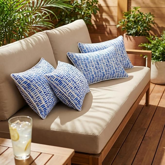 JMGBird Blue Outdoor Throw Pillows Waterproof Outdoor Lumbar Pillow | 12x20 Pillow with inserts Outdoor Pillows Decorative Pillows outdoor patio pillows for couch,Bed, Sofa