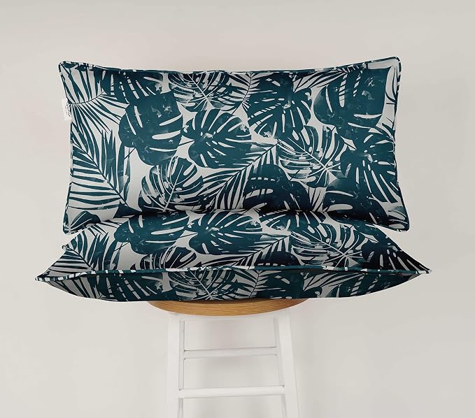Indoor/Outdoor Polyester Fabric Lumbar Pillow Cover, All-Weather Waterproof Rectangular Cushion Case for Patio Furniture, 12 x 20 Set of 2 - Pineapple with Animal Skin-43