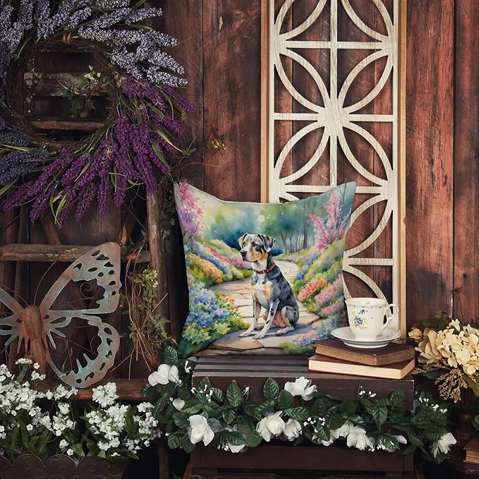 Caroline's Treasures Catahoula Spring Path Throw Pillow Machine Washable, Indoor Outdoor Decorative Pillow for Couch, Bed or Patio, 18Hx18W