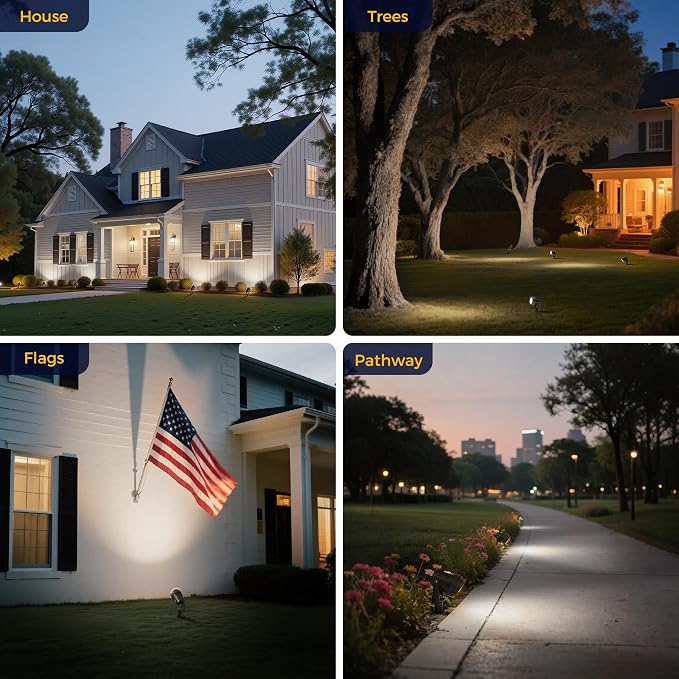 L LOHAS LED 5W Dusk to Dawn Outdoor Spotlight 6000K Landscape Light 2 Pack | Auto On/Off Outdoor Spotlights with Cool White Light, Ideal for Yard Lights, Garden Lighting, House and Pathway Decoration