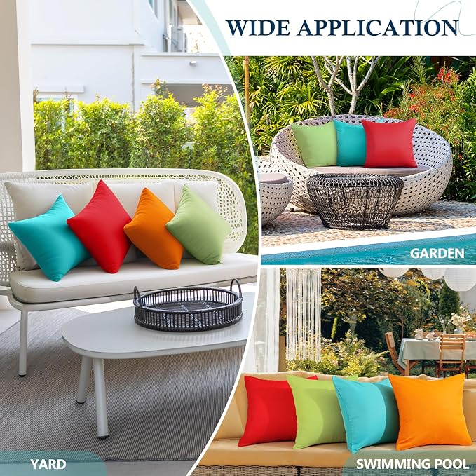 fauson Outdoor Pillows 18x18 Set of 4 Outdoor Pillows Covers Waterproof Decorative Square