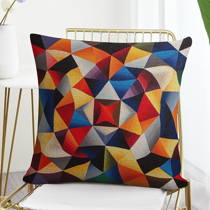 Cushion Pillow Cover Colorful Fun Aesthetic Mid Century Modern Gomestry Decorative Square Pillowcase Cushion Case Mid-Century Modern Style Couch Pillows 20"x20" for Couch Sofa Bed