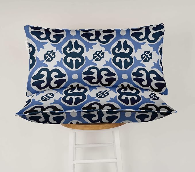 Indoor/Outdoor Polyester Fabric Lumbar Pillow Cover, All-Weather Waterproof Rectangular Cushion Case for Patio Furniture, 12 x 24 Set of 2 - Abstracts-13