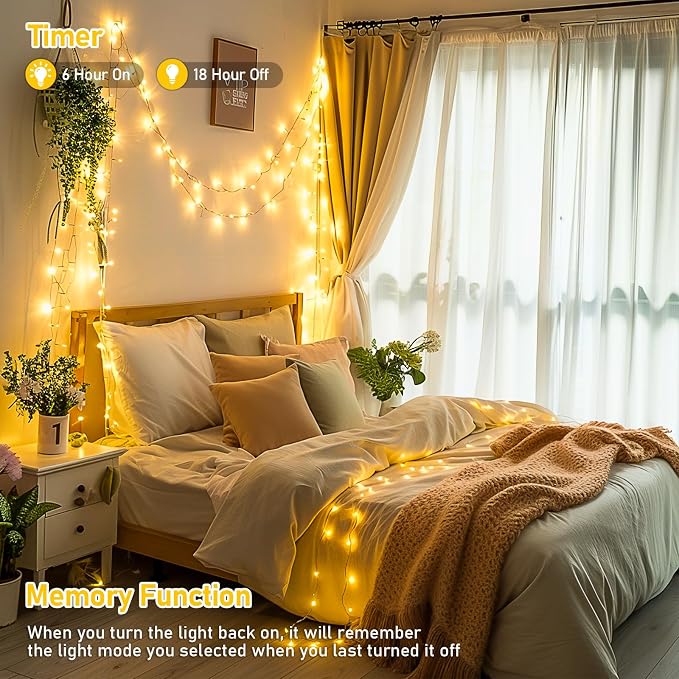 JMEXSUSS 150 LED String Lights for Bedroom, Classroom Lights Plug in | Connectable Warm White Christmas Lights Indoor , 59ft Twinkle Fairy Lights for Room Wedding Dorm Party Christmas Tree Decor