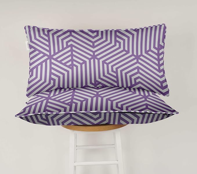 Indoor/Outdoor Polyester Fabric Lumbar Pillow Cover, All-Weather Waterproof Rectangular Cushion Case for Patio Furniture, 12 x 18 Set of 2 - Abstracts-44