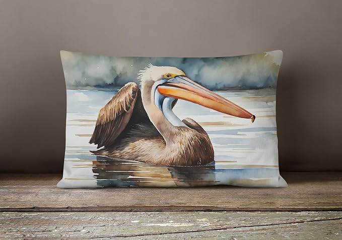 Caroline's Treasures DAC2855PW1216 Pelican Throw Pillow Machine Washable, Indoor Outdoor Decorative Pillow for Couch, Bed or Patio, 12HX16W