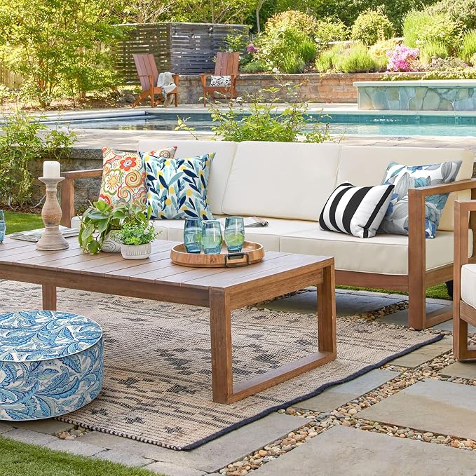 Outdoor Throw Pillows 16x16 Inch, Water Repellent Patio Pillows with Inners Set of 2 for Patio Furniture Home Garden, Flower Multi