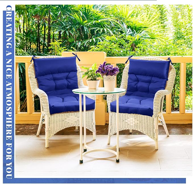 Sintuff 4 Pcs 44 x 21 x 4 Outdoor Chair Cushion Patio Chair Cushions Seat/Back Tufted Pillow with Ties Water Resistant Replacement Indoor Patio Furniture Outdoor Furniture (Solid Color,Navy)