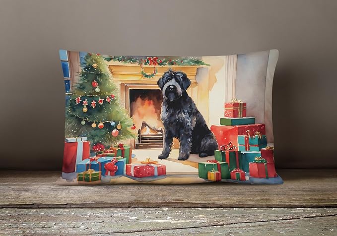 Caroline's Treasures DAC2619PW1216 Bouvier des Flandres Cozy Christmas Throw Pillow Machine Washable, Indoor Outdoor Decorative Pillow for Couch, Bed or Patio, 12HX16W