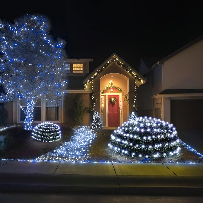 BlcTec Christmas Net Lights 360 LED 9.8ft x 6.6ft Outdoor Christmas Lights with 8 Modes, Timer, Connectable, Waterproof for Trees, Bushes, Shrubs, Yard Outdoor Decorations, Cool White