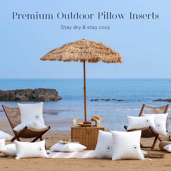 Phantoscope 20x20 Outdoor Pillow Inserts 4 Pack Outdoor Pillows Waterproof | Water Resistant Outdoor Pillows for Patio Porch Furniture Indoor Decorative Throw Pillows Fillers Couch Sham Cushion Stuffer