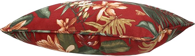 13 x 20 Inch Outdoor Lumbar Pillow with Insert Set of 2, Decorative Piping Edge Waterproof Fade Resistant Fluffy Throw Pillows for Patio Furniture Chair Bench Couch - Rust Red Floral