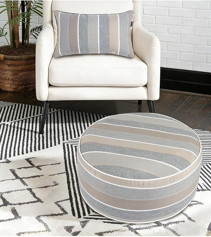 FUNHOME Waterproof Outdoor Lumbar Pillow Covers Set of 2,Home Decor for Garden Patio Furniture,Couch,Sofa 12"x20" Inch Decorative Pillows Cover Only,NO Insert(Gray Stripe)