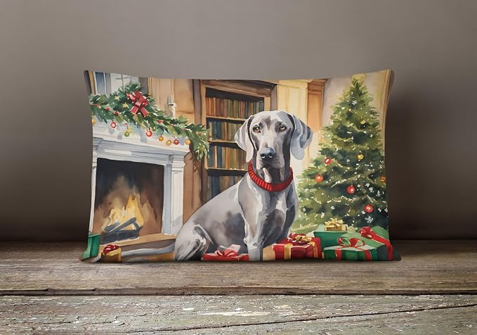 Caroline's Treasures DAC2759PW1216 Weimaraner Cozy Christmas Throw Pillow Machine Washable, Indoor Outdoor Decorative Pillow for Couch, Bed or Patio, 12HX16W