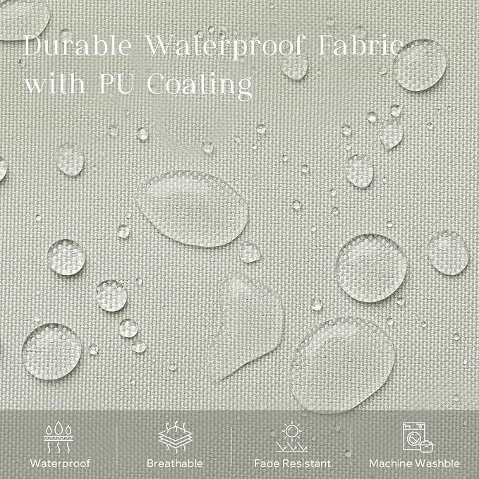 Phantoscope Pack of 2 Outdoor Waterproof Throw Pillow Covers with Contrast Piping, Decorative Square Cushion Case Patio Pillows for Couch Tent, Light Grey 18x18 inches