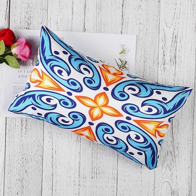 ONWAY Outdoor Pillow Covers Waterproof 12x20 Set of 4 Floral Boho Decorative Throw Cushion Cover Farmhouse Pillows for Bench, Couch, Patio Furniture
