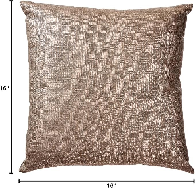 Howard Elliott Fluffy Square Throw Pillow, Premium Stuffer Decorative Comfortable Sleeper Cushion, Soft Square Pillow Insert for Bedroom, Couch & Sofa, 16 x 16 Inch, Glam Pewter