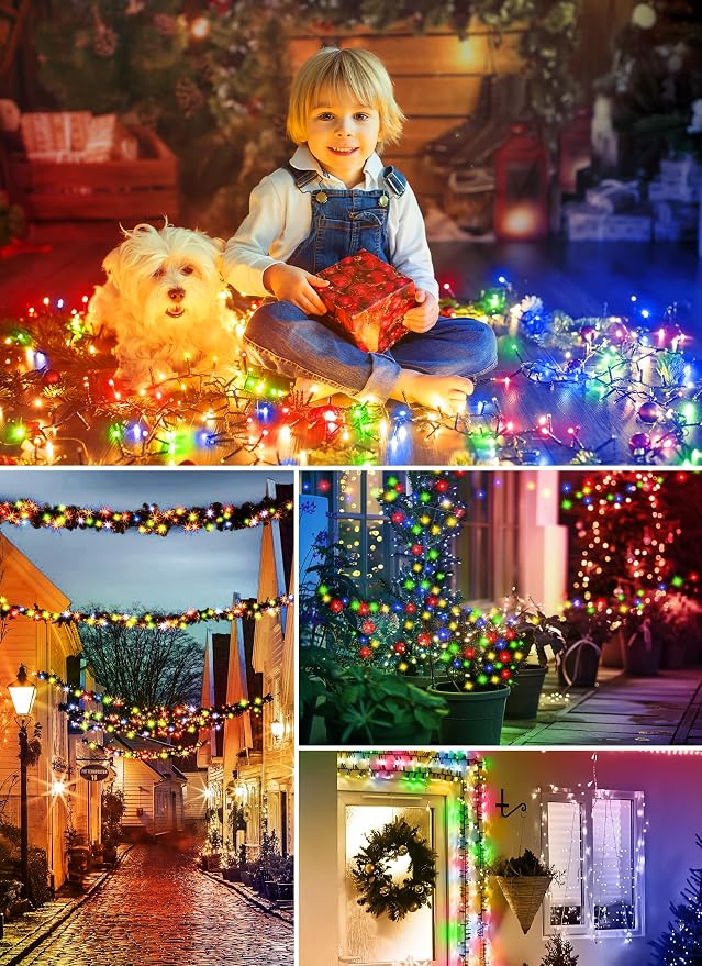Minetom Solar String Lights Outdoor, 2 Pack Total 80FT 200 LED String Light | Solar Christmas Lights Outdoor with 8 Lighting Modes, Waterproof Color Solar String Lights for Outside Tree Yard, Multicolor