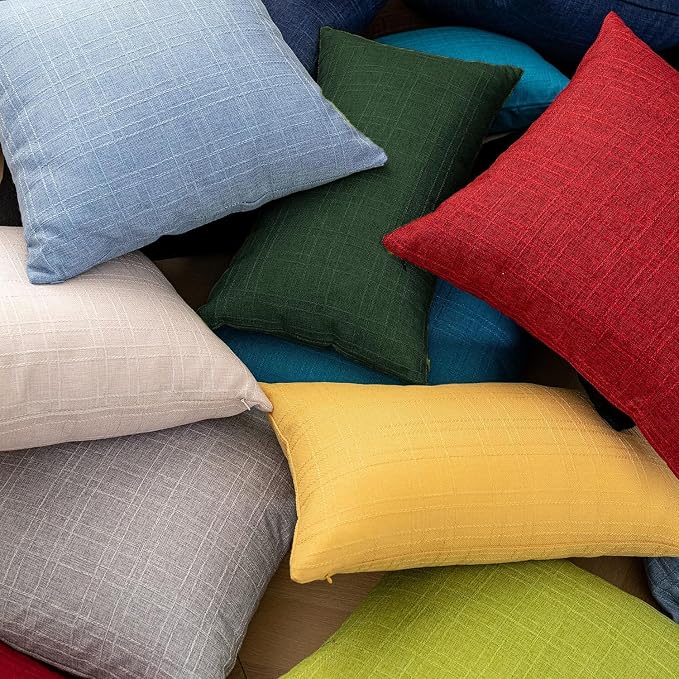 Kevin Textile Outdoor Waterproof 14”x36” Pillow Cover 1 Pack, Army Green | Water Resistant, Soft Faux Linen-cotton Yarn-dyed Woven Texture Throw Pillow Covers for Tent Patio Garden Couch Sofa