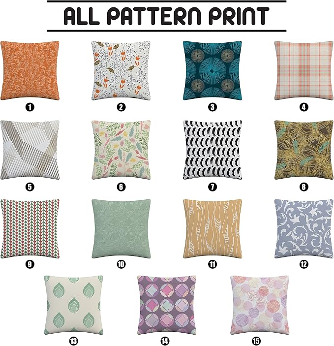Covers & All Outdoor Square Throw Pillow Cover with Zipper - for Patio Furniture Sofa, Car, Bed UV Resistant Durable Polyester Cushion Case for Home Décor. (18" X 18", Design 03)