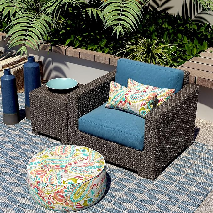 LVTXIII Outdoor Lumbar Pillow Covers 12 x 20 Inch, Patio Fluffy Pillow Cases ONLY, 2 Pack Water-Repellent Lumbar Cushion Cases for Home Patio Garden Sofa Bed Furniture Ornament, Pretty Paisley