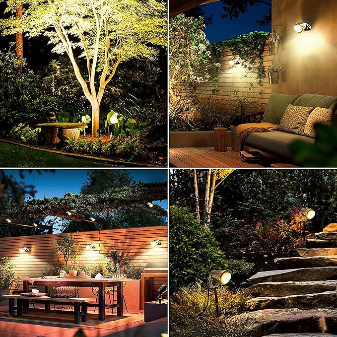 ZUCKEO 10W Low Voltage Landscape Lighting LED Landscape Lights, 12V 24V Waterproof Outdoor Spotlights 1000LM Warm White Light for Floor Garden Yard Pathway (20 Pack with Connectors)