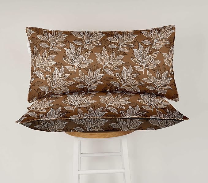 Indoor/Outdoor Polyester Fabric Lumbar Pillow Cover, All-Weather Waterproof Rectangular Cushion Case for Patio Furniture, 12 x 20 Set of 2 - Asian Leaves-72