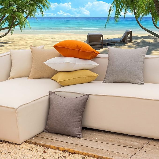Home Brilliant Outdoor Pillows Covers 16 x 16 Waterproof Sage Green Pillow Covers for Patio Garden Bedroom Backyard Decor, 16x16 inch, Sage Green