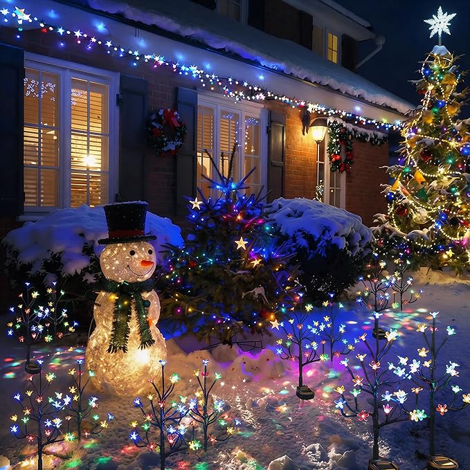6 Pack Solar Lights Outdoor Waterproof, Garden Lights Solar Flowers | 2 Modes 120LED, Fairy Garden Decor for Outside, Yard, Patio, Pathway, Lawn Decorations, Gardening Gifts for Women Mom