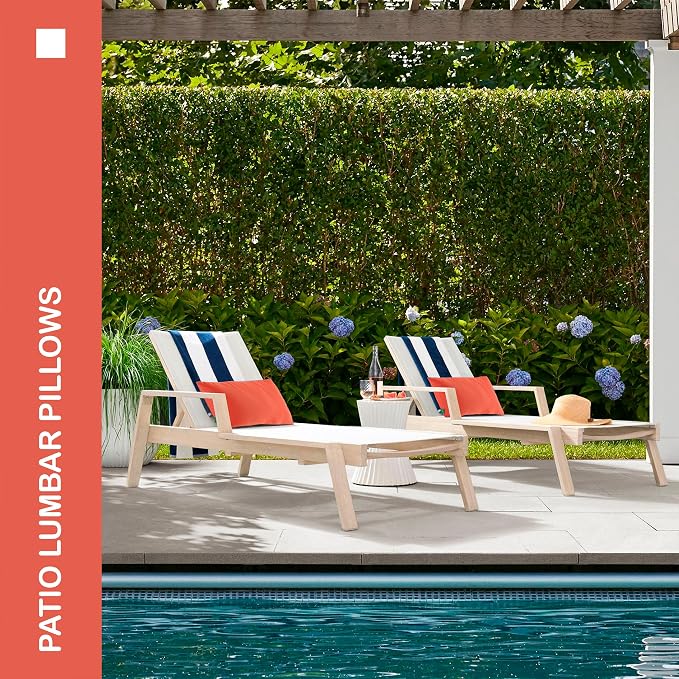 Indoor Outdoor Lumbar Pillows,Waterproof Outdoor Pillows Set of 2 for Patio Furniture,12×20 Inch,Orange