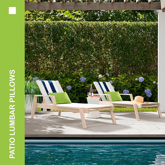 Indoor Outdoor Lumbar Pillows,Waterproof Outdoor Pillows Set of 2 for Patio Furniture,12×20 Inch,Lime Green