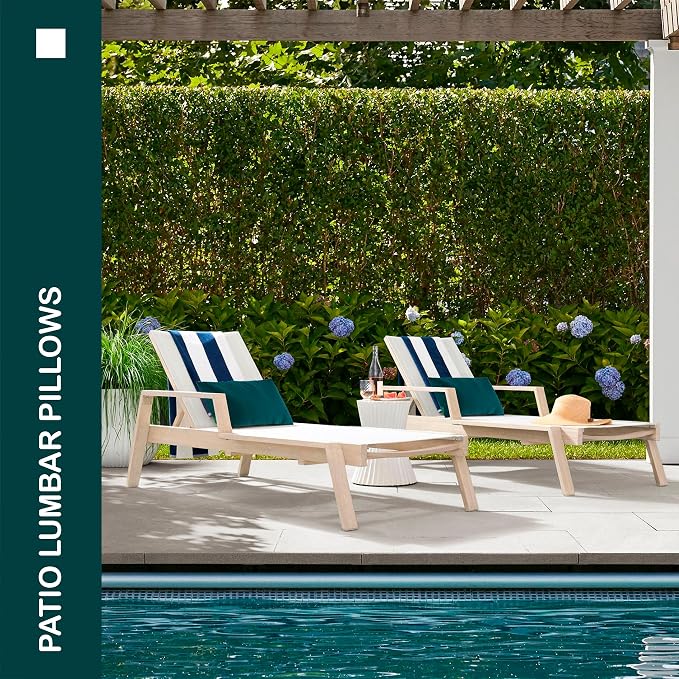 Indoor Outdoor Lumbar Pillows,Waterproof Outdoor Pillows Set of 2 for Patio Furniture,12×20 Inch,Dark Green