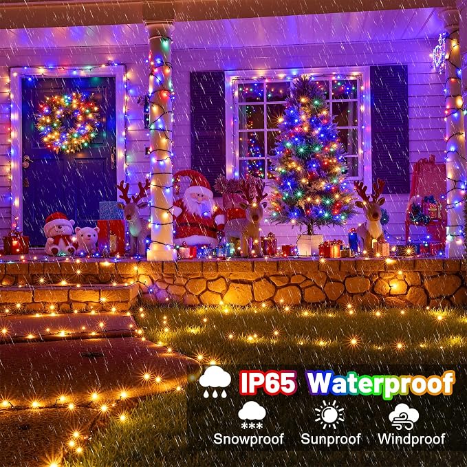 100FT 300 LED Color Changing Christmas Lights, Warm White & Multicolor | Christmas Tree Lights with Remote, Waterproof String Light for Outside Indoor Patio Yard Party Garden Holiday Decorations