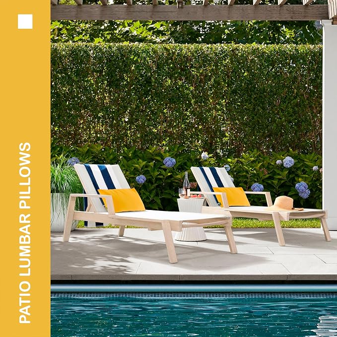 Indoor Outdoor Lumbar Pillows,Waterproof Outdoor Pillows Set of 2 for Patio Furniture,12×20 Inch,Yellow