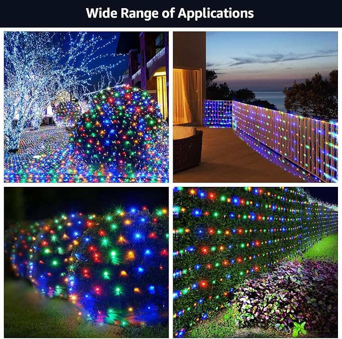 BlcTec Christmas Net Lights, 360 LED 9.8ft x 6.6ft Outdoor Christmas Lights with 8 Modes, UL Certified, Timer, Connectable, Waterproof for Bushes, Trees, Shrubs Yard Outdoor Xmas Decor, Multicolor