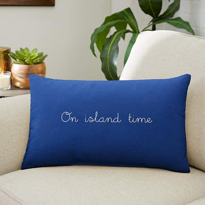 Sorra Home On Island Time Indoor/Outdoor Pillow, 13 x 20 x 3 inches, Navy