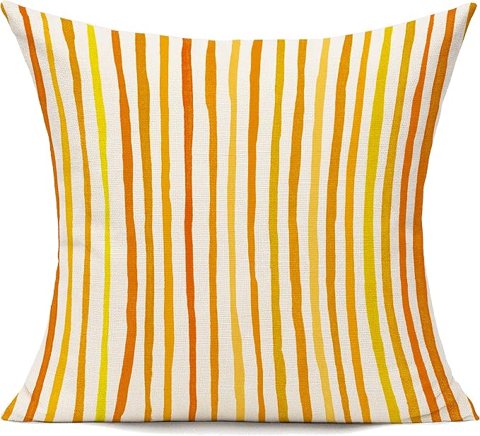 All Smiles Outdoor Yellow Throw Pillow Covers for Patio Bench Garden Porch Sunbrella Furnitures Sage Lines Stripes Cushion Cases Decorative 20x20 Set of 2 for Sofa Couch