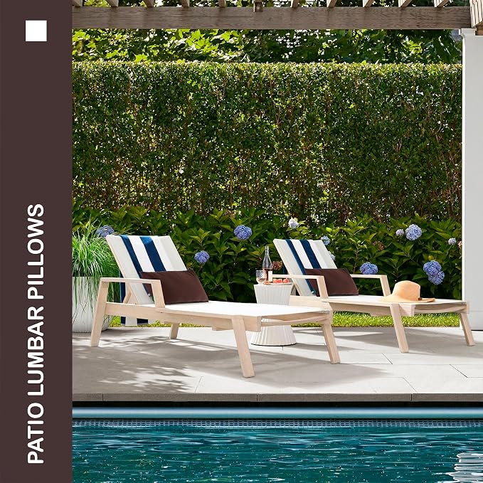 Indoor Outdoor Lumbar Pillows,Waterproof Outdoor Pillows Set of 2 for Patio Furniture,12×20 Inch,Coffee