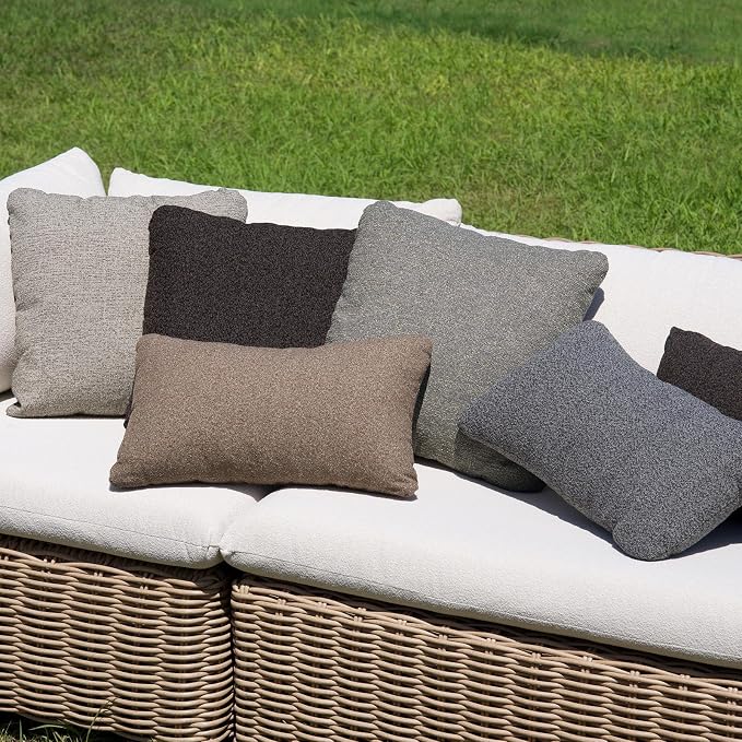 Outdoor Lumbar Pillow Set of 2 with Inserts, Outdoor Throw Pillow Water Resistant for Patio Furniture, 12x20 Inch Outdoor Pillows with Removable Zipper Cover