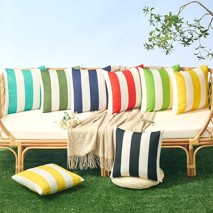 Allorry Outdoor Pillow Covers 12x20 Yellow Striped Outdoor Decor JB007F12 | Striped Pillow Covers|for Spring Summer Outdoor Waterproof Garden Patio Furniture Sofa Bed Home Decor