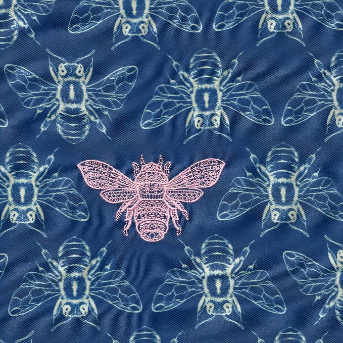 Honeycomb Indoor/Outdoor Square Toss Pillow for Patio Furniture, 17 x 17 | Nocturnal Blue Embroidered Bumble Bee Throw Pillow, Water & Fade Resistant for Patio Furniture Set