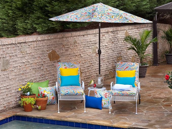 Pillow Perfect Paisley Indoor/Outdoor Accent Throw Pillow, Plush Fill, Weather, and Fade Resistant, Large Throw - 18.5" x 18.5", Blue/Multi Ummi, 2 Count